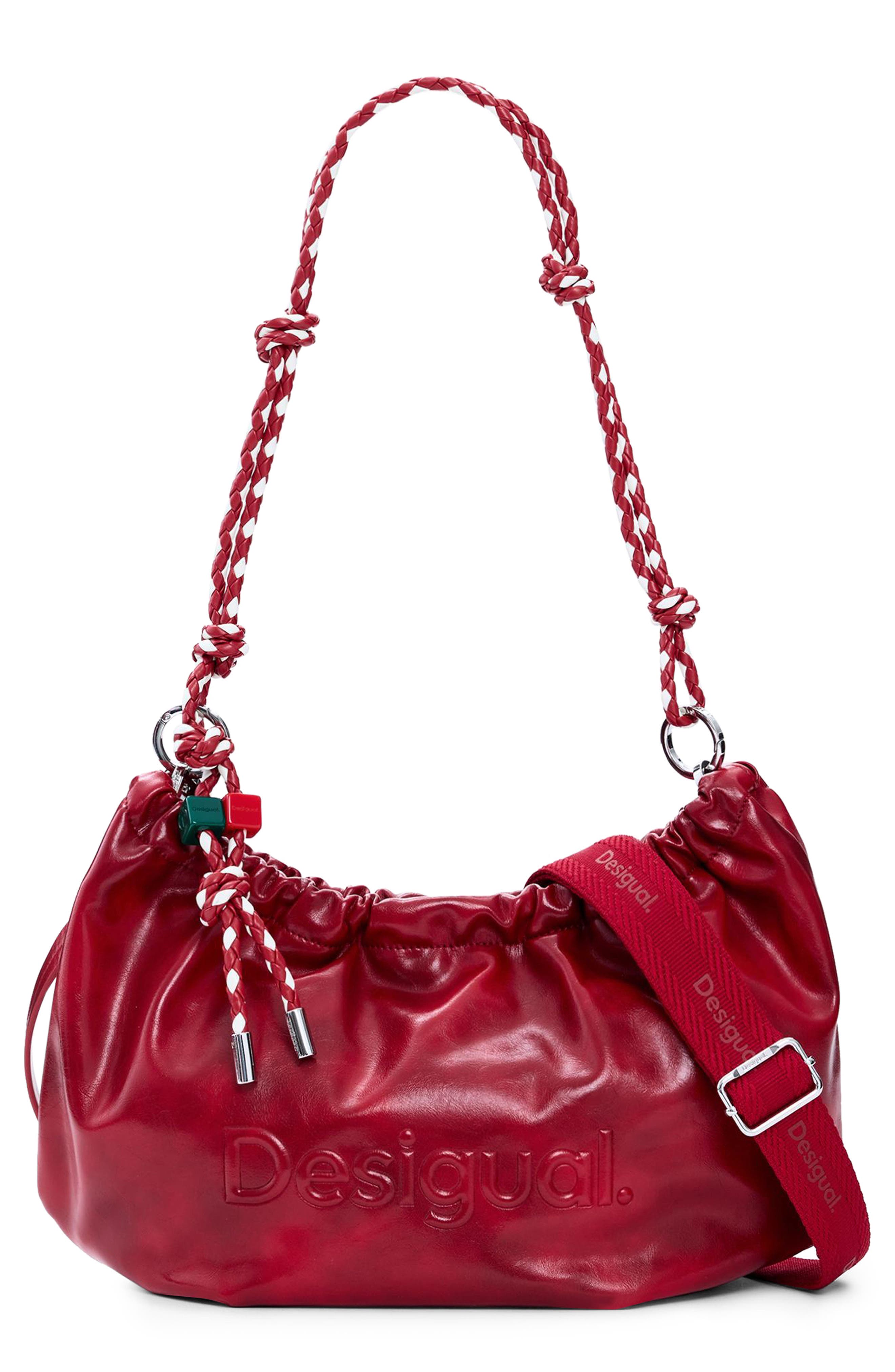 Desigual Medium Logo Embossed Shoulder Bag with Removable Charms & Card Holder, Main, color, 
