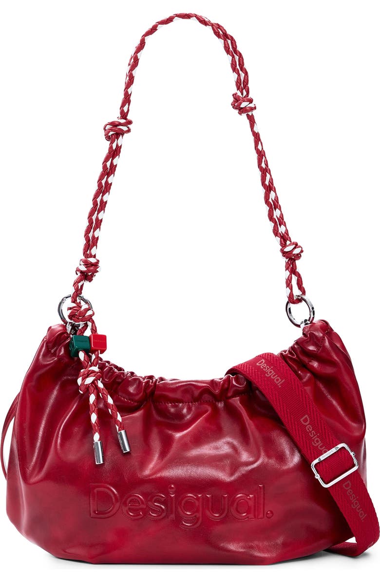 Desigual Medium Logo Embossed Shoulder Bag with Removable Charms & Card Holder, Main, color,