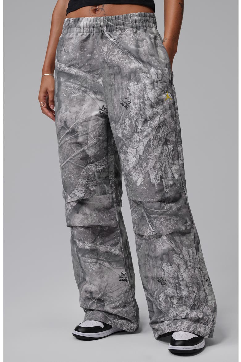 Jordan Brooklyn Realtree APX Print Wide Leg Pants, Main, color, WHITE/ BRIGHT CITRON