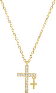 Queen Jewels Cubic Zirconia Double Cross Pendant Necklace