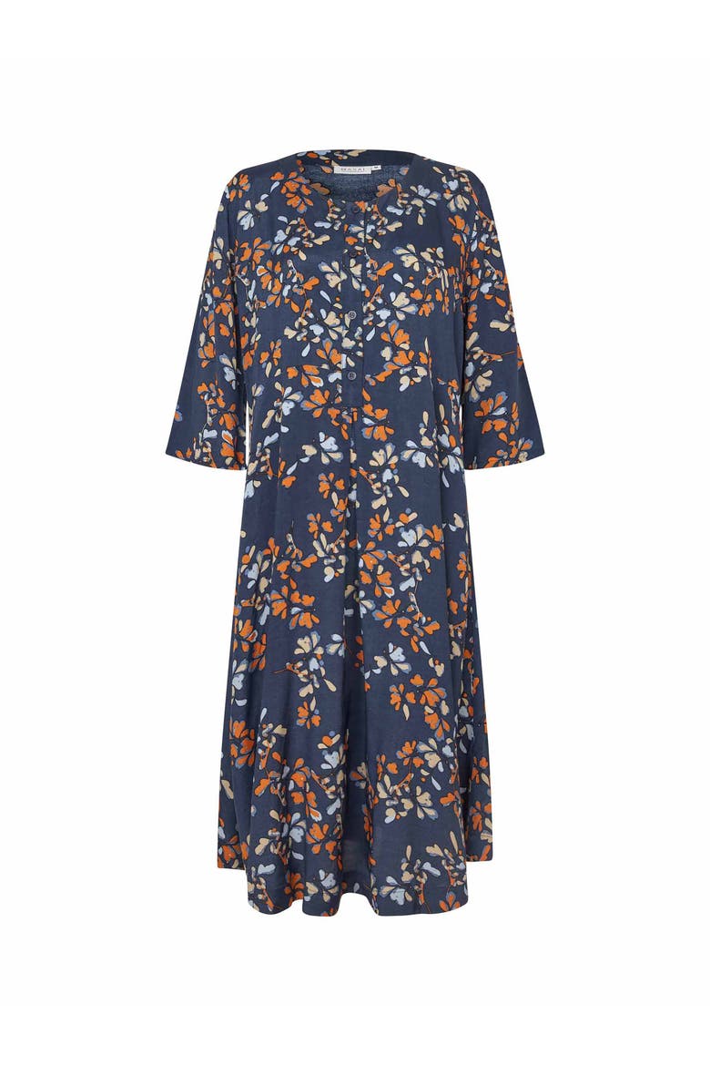 MaNymari Round Neck 3/4 Sleeve Dress, Alternate, color, Autumnal