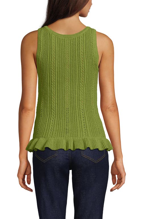Lands' End Cotton Boucle Ruffle Hem Sleeveless Sweater In Multi