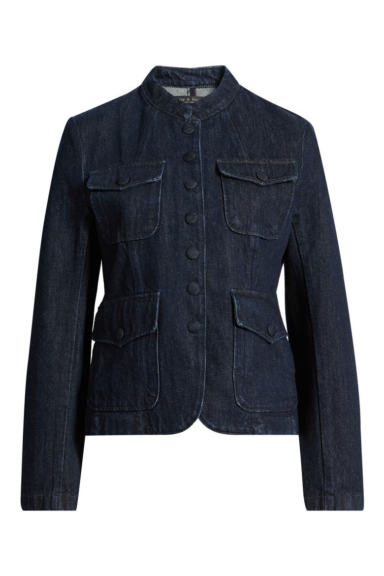 Mercer Cotton Denim Blazer, Alternate, color, DARK RINSE