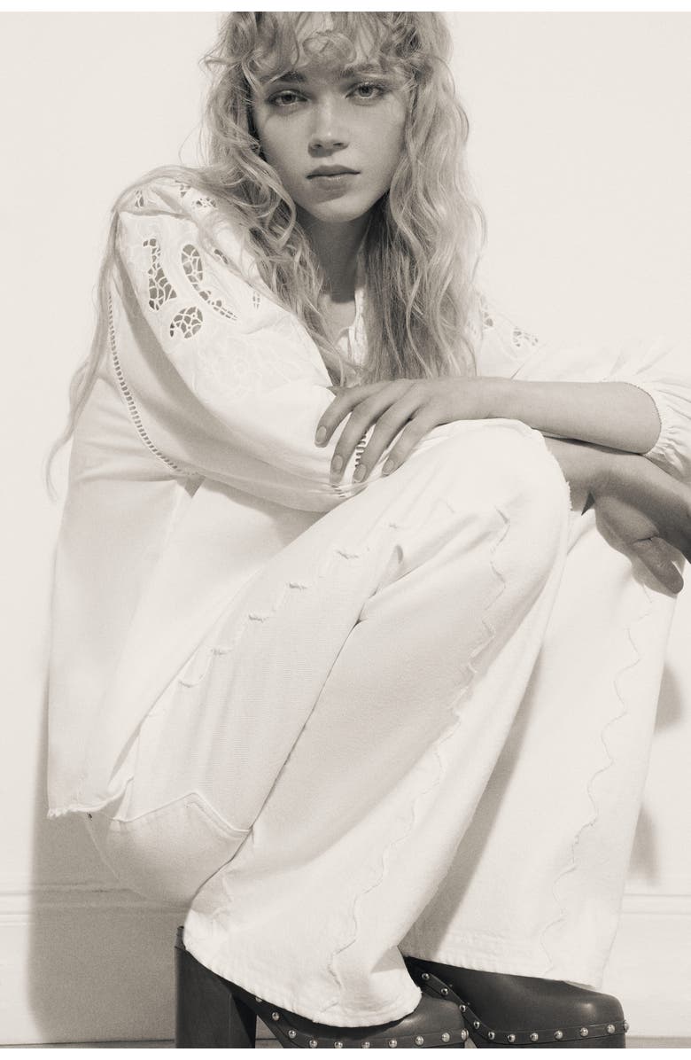 H&M Broderie Anglaise Cotton Blouse, Alternate, color, White