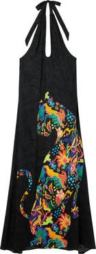 Desigual Jungle Design Halter Neck Maxi Dress