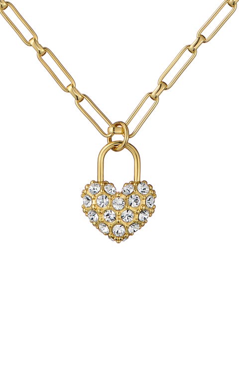 Paris Statement Pavé Crystal Padlock Pendant Necklace