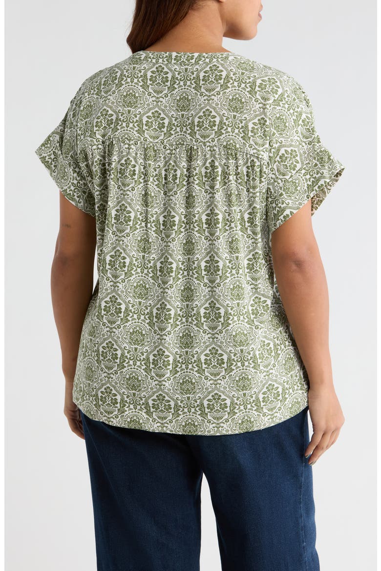 Estrada Floral Miah Top, Alternate, color, OLIVE-WHITE