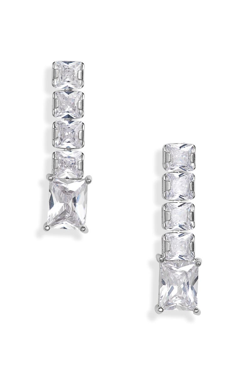 Tasha CZ Linear Drop Earrings, Main, color, Silver