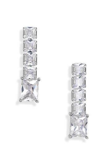 Tasha Cz Linear Drop Earrings In White