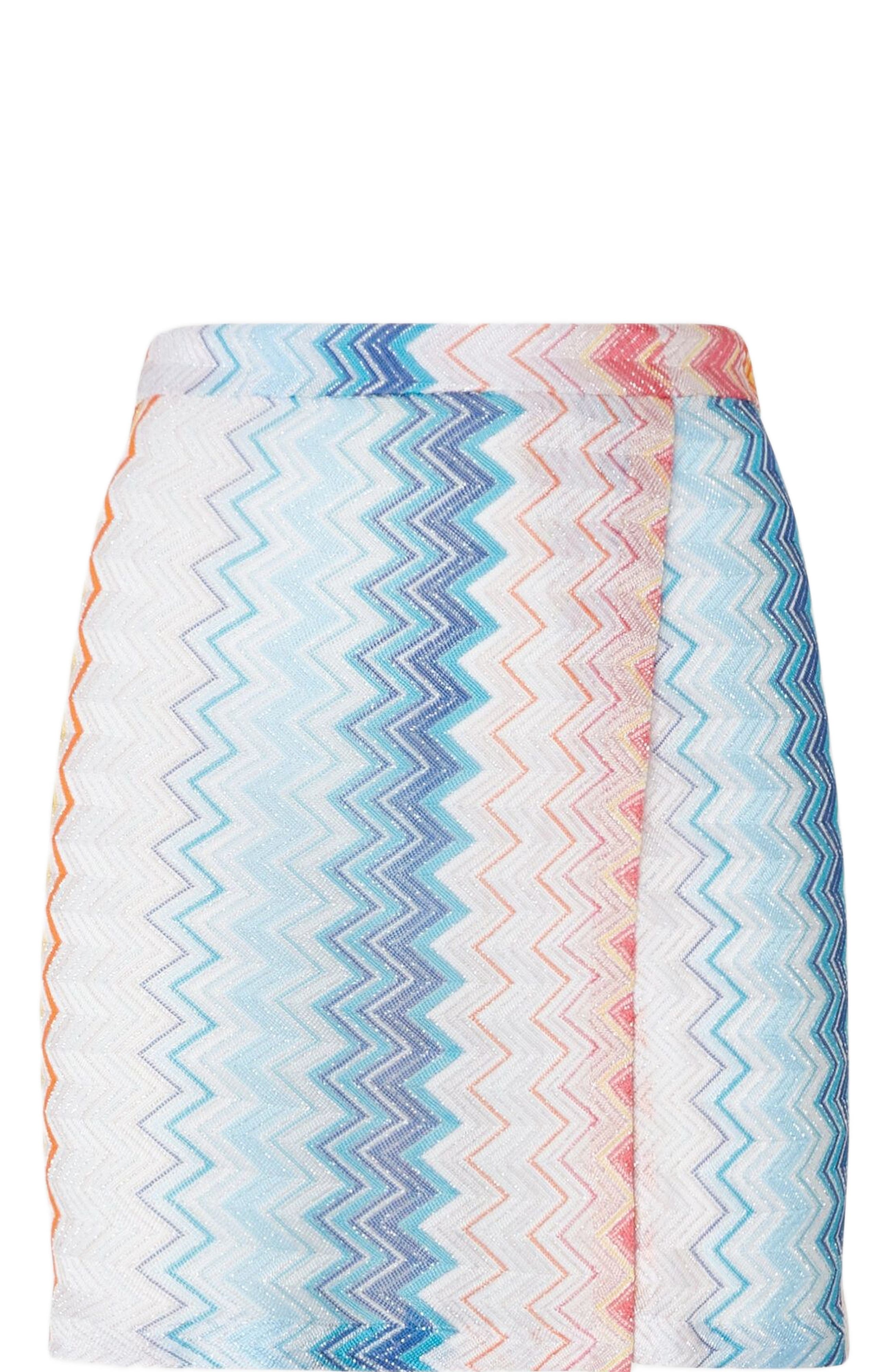 Zig Zag Lame Viscose Blend Sarong Mini Skirt - image 2