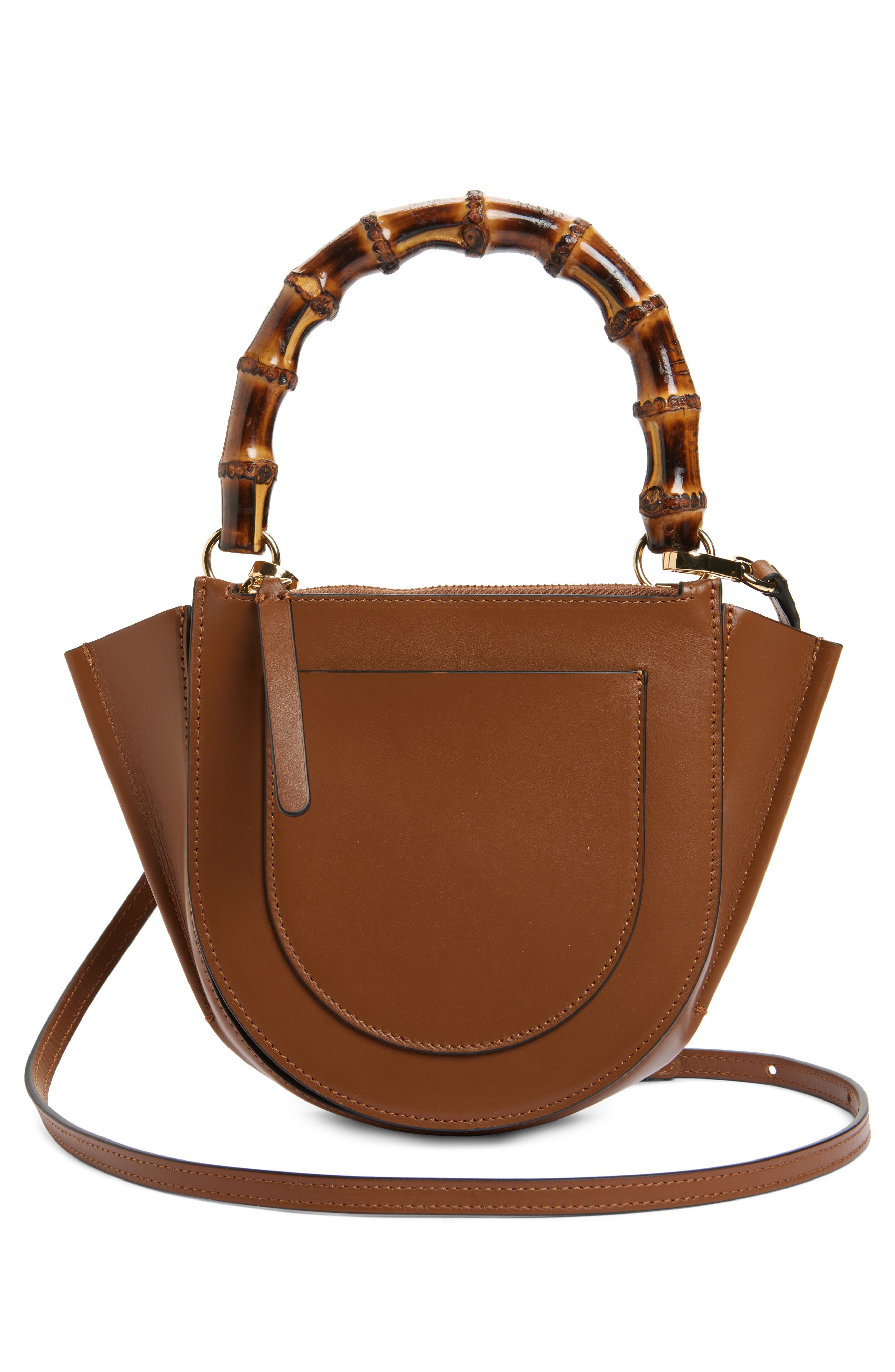 Wandler Mini Hortensia Leather Handbags, Alternate, color, Saddle / Bamboo 1752