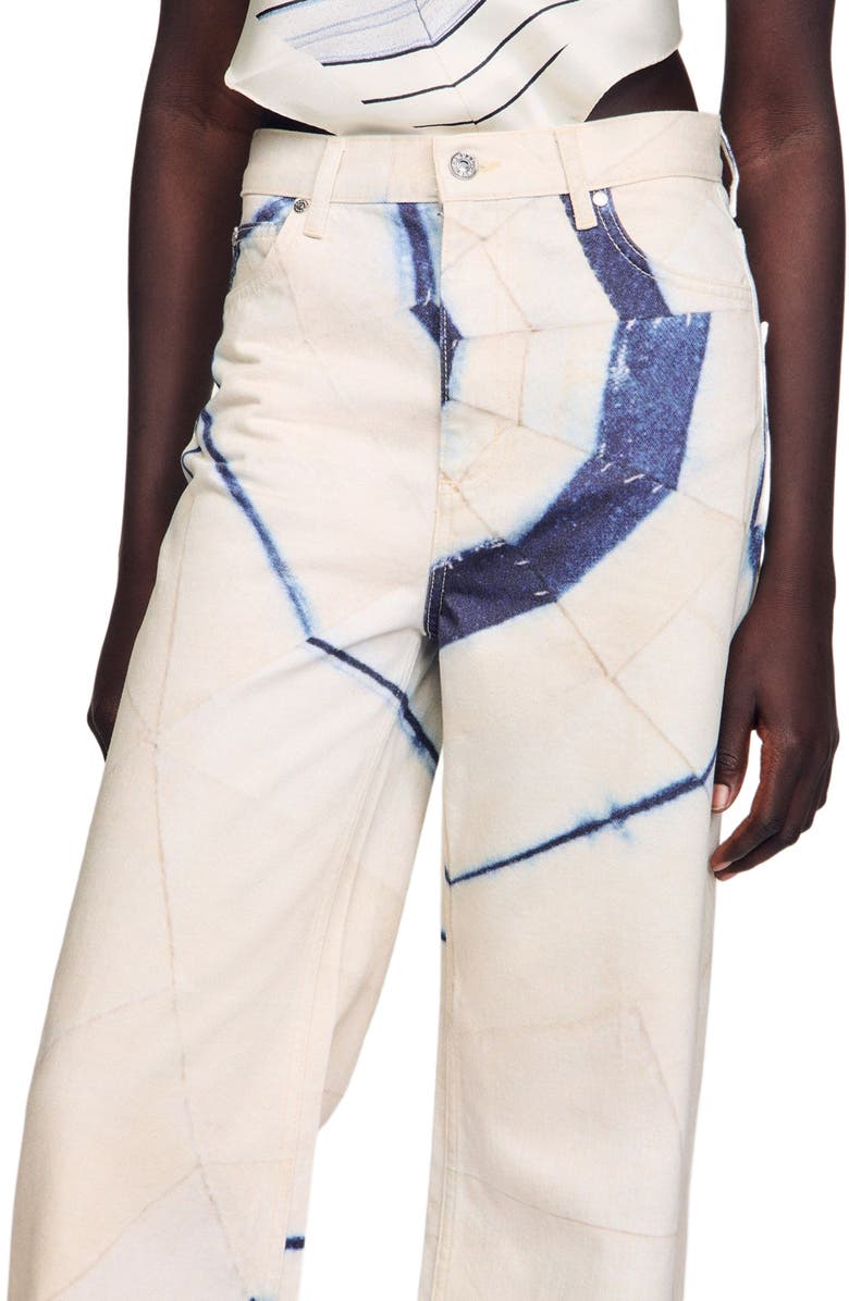 SANDRO Wide-leg striped jeans, Alternate, color,