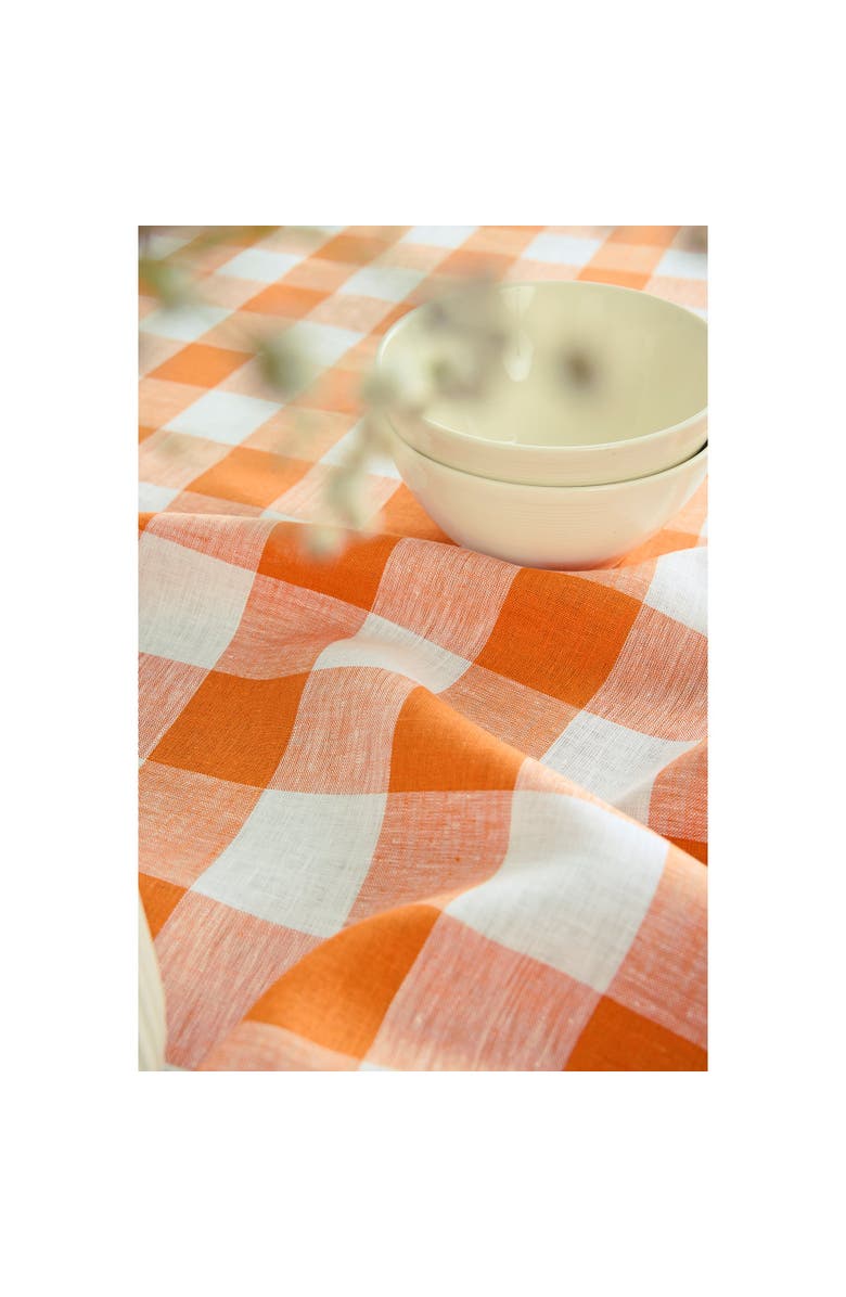 Solino Home Linen Dinner Napkins - Buffalo Check, 20" x 20", Alternate, color, Pumpkin And White