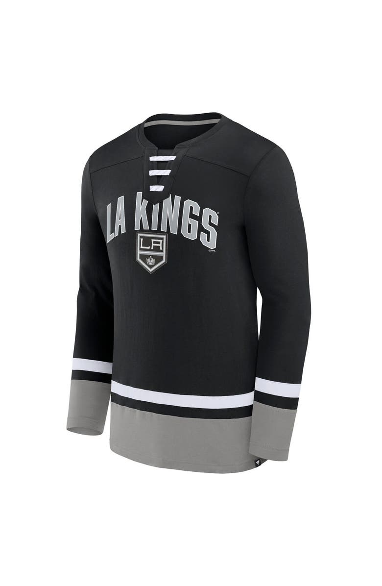 FANATICS Men's Fanatics Branded Black Los Angeles Kings Back Pass Lace-Up Long Sleeve T-Shirt, Alternate, color,