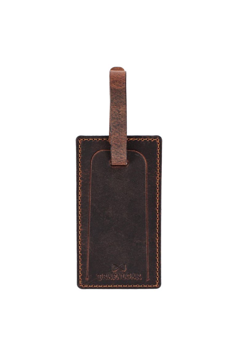 Bly Genuine Oil Tanned Leather Luggage Tag, Main, color, Brown