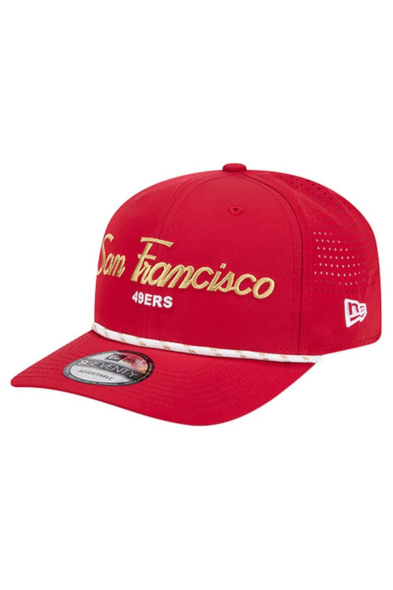 Men's New Era Scarlet San Francisco 49ers Script 9SEVENTY Adjustable Hat, Main, color, Scarlet