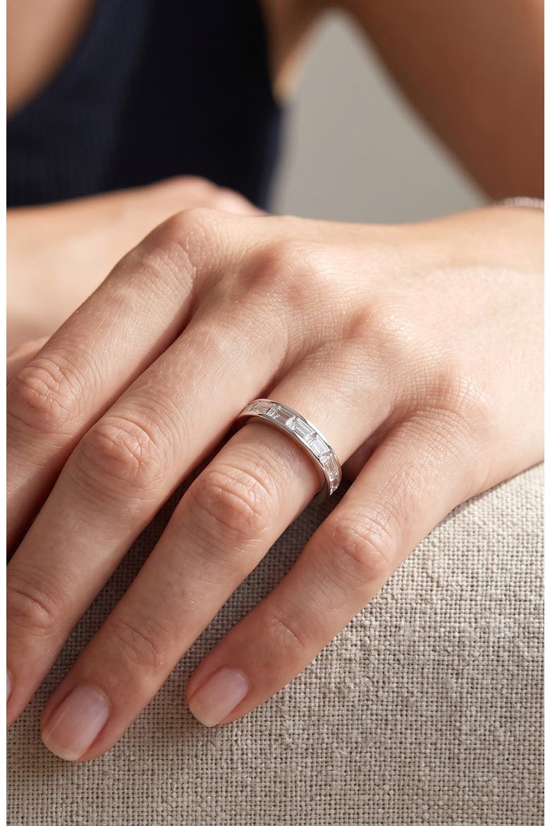 Channel Set Baguette Cubic Zirconia Eternity Band, Alternate, color, SILVER