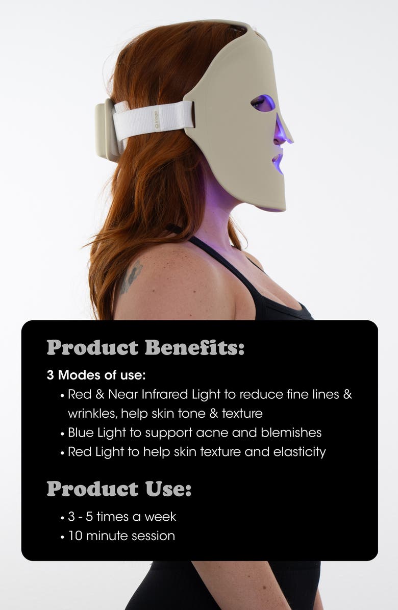 fringe Red Light Therapy Mask, Alternate, color, Light Grey