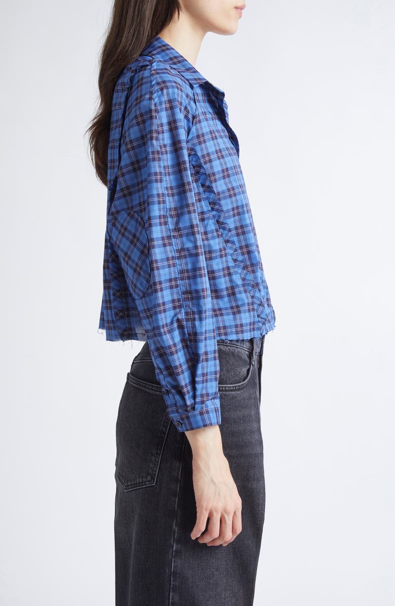 NACKIYÈ Moshi Moshi Plaid Crop Button-Up Shirt, Alternate, color, Blue Tartan