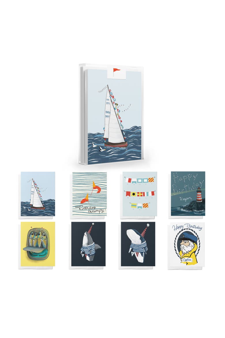 Nautical Birthday Greeting Card Pack Assorted Set, Main, color, Multi-Pack