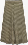 Koton Striped A-Line Midi Skirt