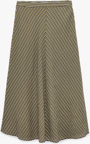 Koton Striped A-Line Midi Skirt