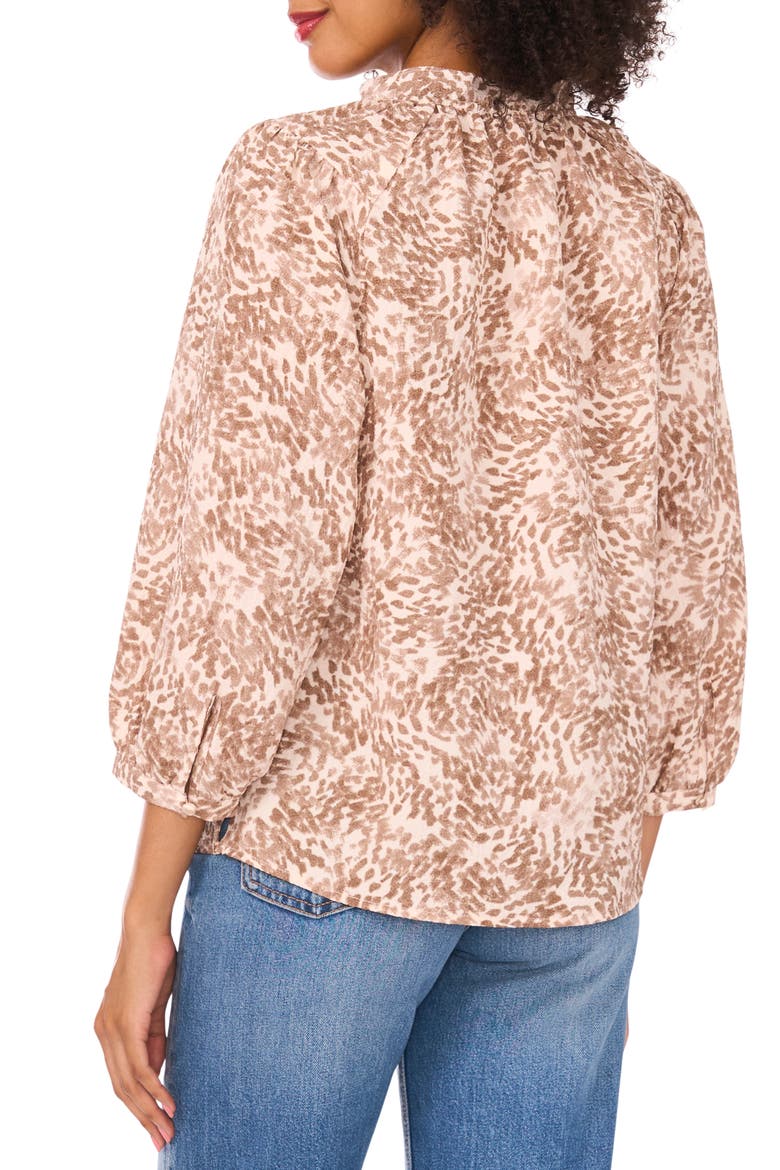 Tie Neck Peasant Top, Alternate, color, CAMEL
