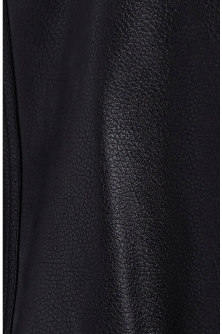 Mixed Media Leather & Wool Bomber Jacket, Alternate, color, BLACK