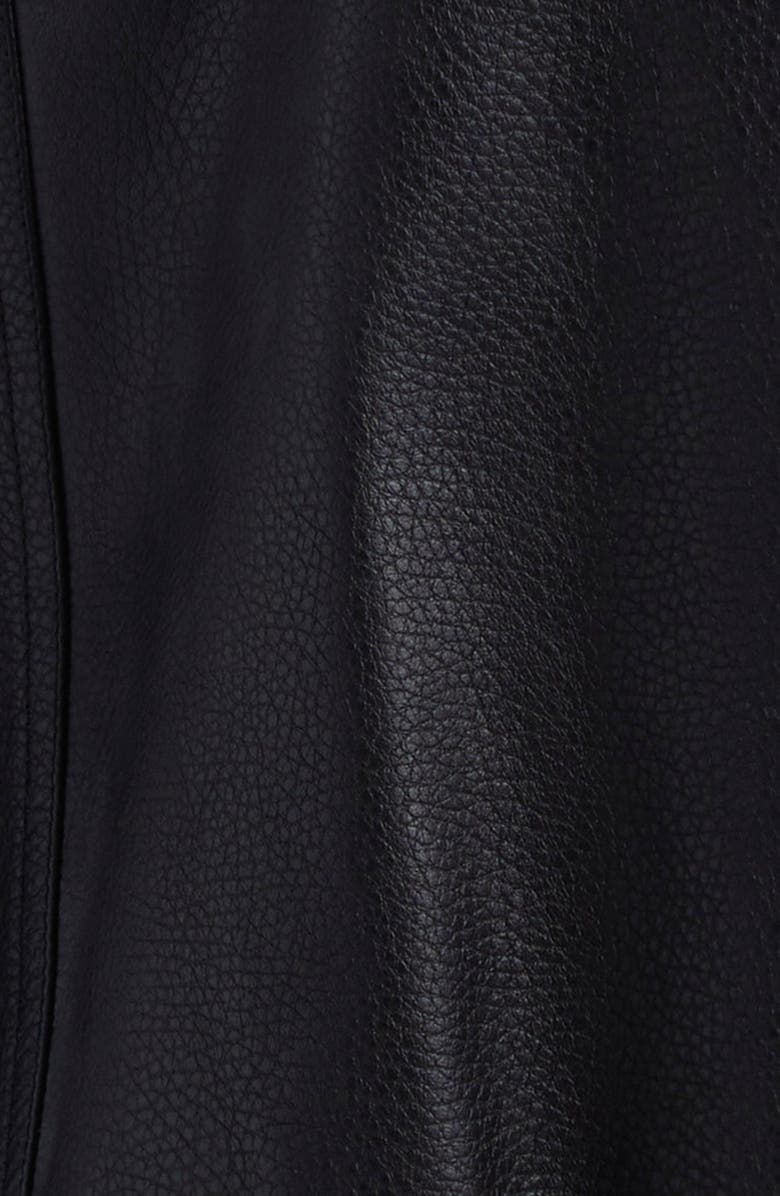 Thom Browne Mixed Media Leather & Wool Bomber Jacket, Alternate, color, Black