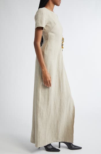 Seaford Cutout Waist Linen Dress