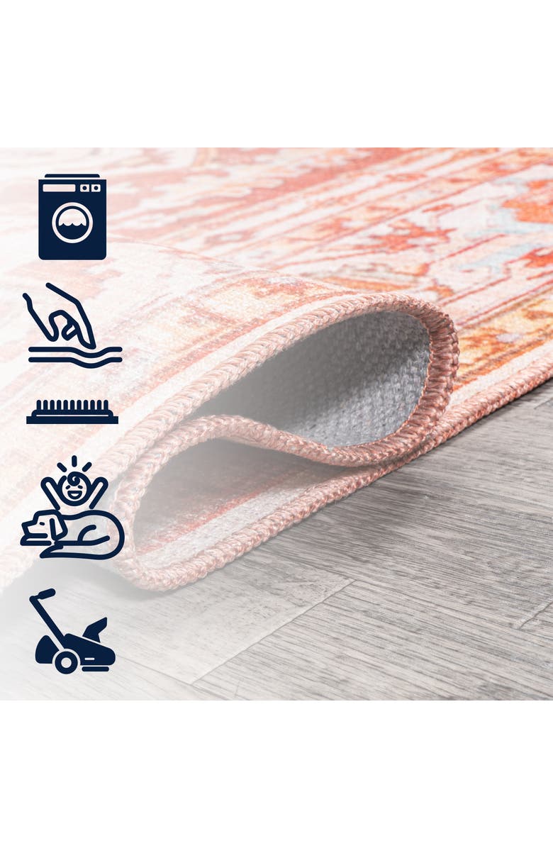 JONATHAN Y Asa Ornate Medallion Machine-Washable Round Area Rug, Alternate, color, Orange/Cream - Round