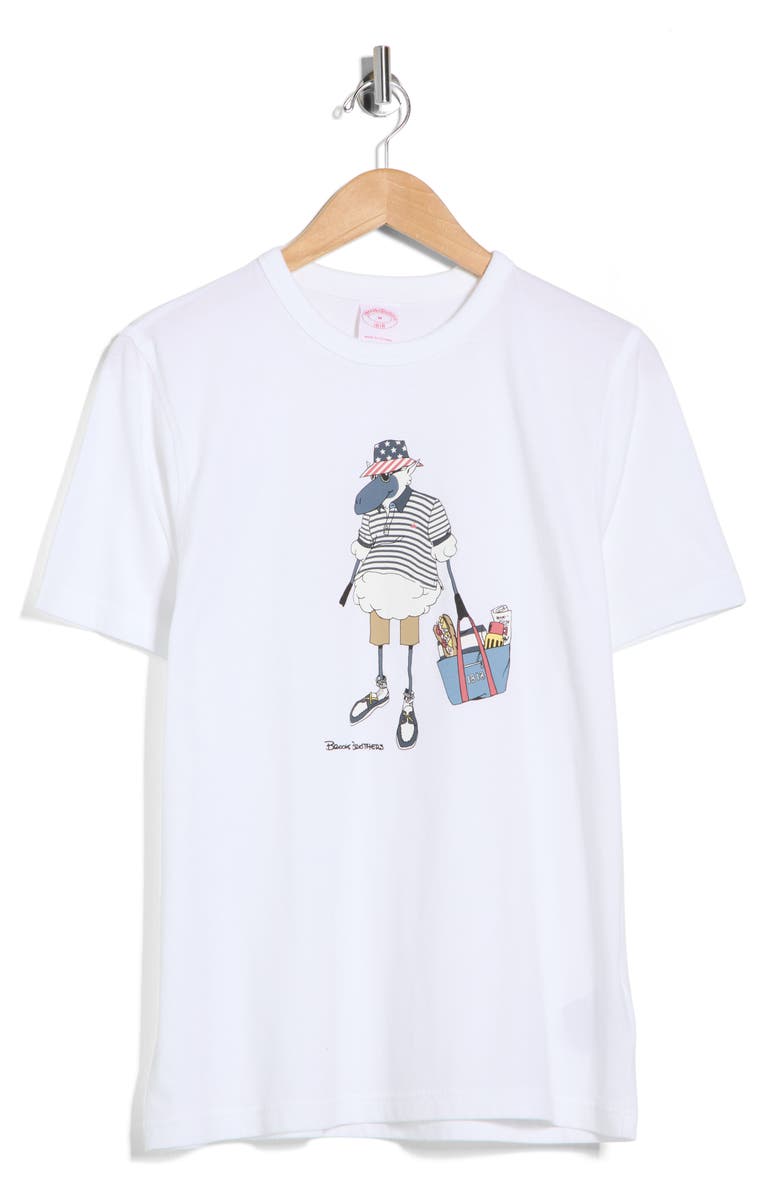 Brooks Brothers USA Henry Cotton Graphic T-Shirt, Alternate, color, White Multi