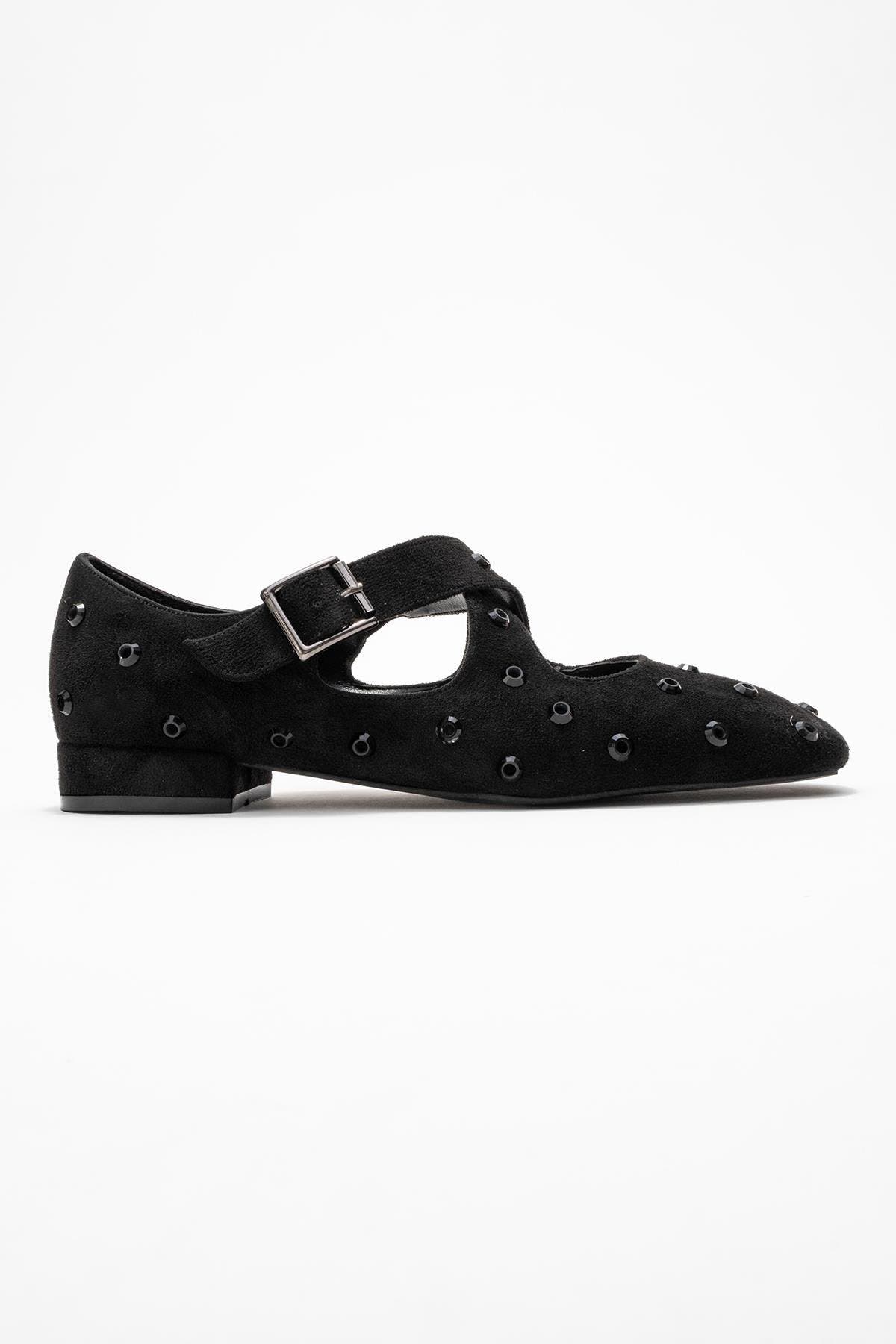 Addison Cross Strap Mary Jane Shoes, Alternate, color, Black Suede Faux Leather