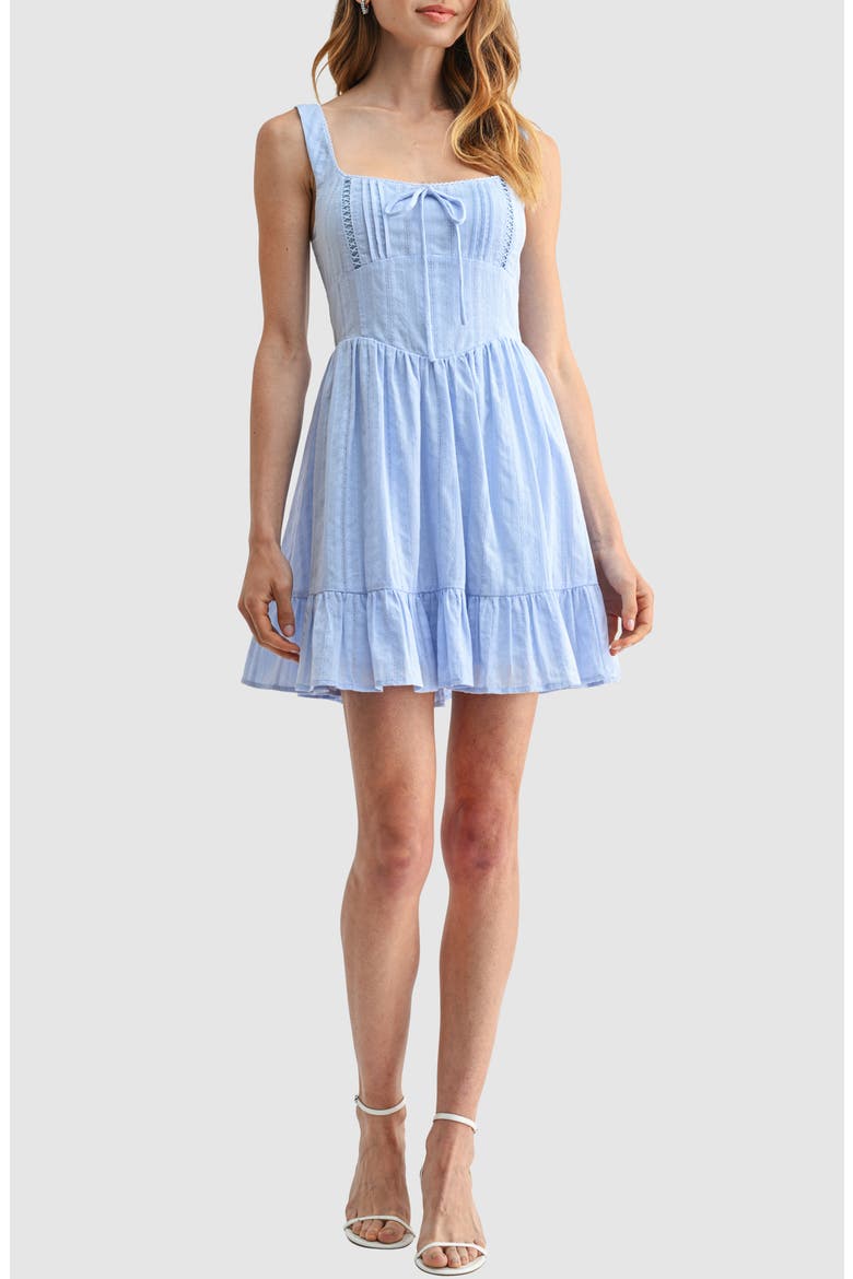 Pintuck Square Neck Minidress, Main, color, PERIWINKLE