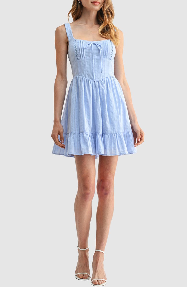 Lush Pintuck Square Neck Minidress, Main, color, Periwinkle
