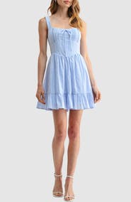 Lush Pintuck Square Neck Minidress