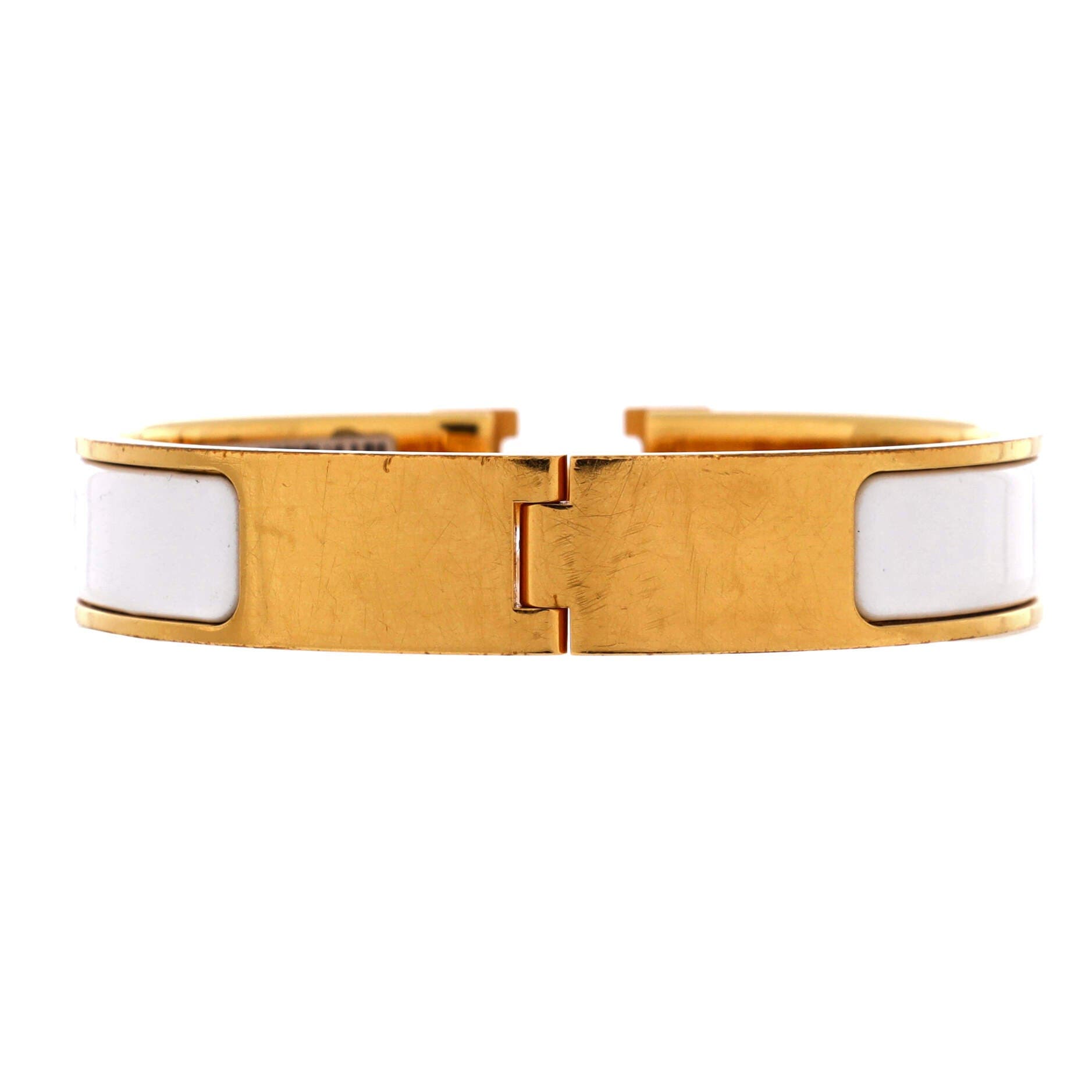 Clic H Bracelet Enamel Narrow, Alternate, color, White