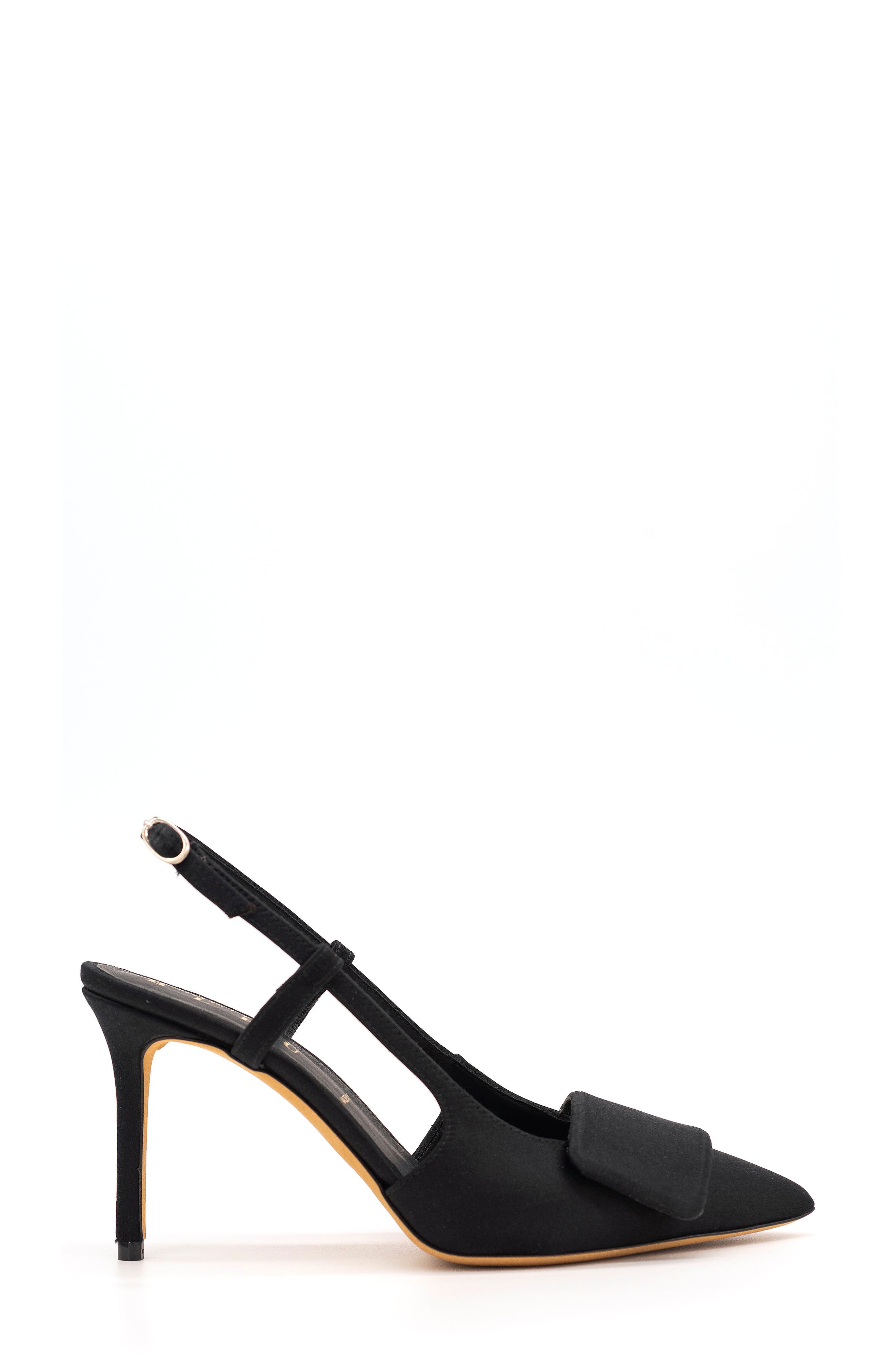 Halen Pointed Toe Slingback Pump, Alternate, color, BLACK SATIN
