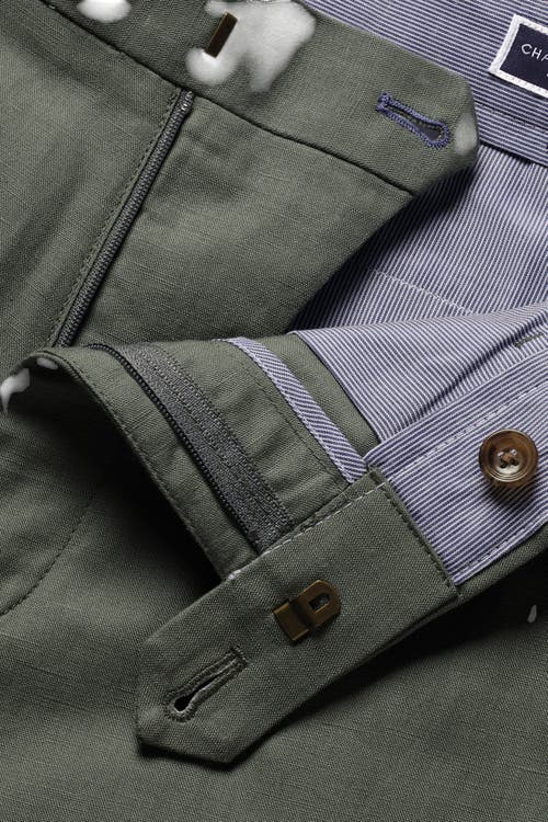 Charles Tyrwhitt Cotton Linen Shorts In Green