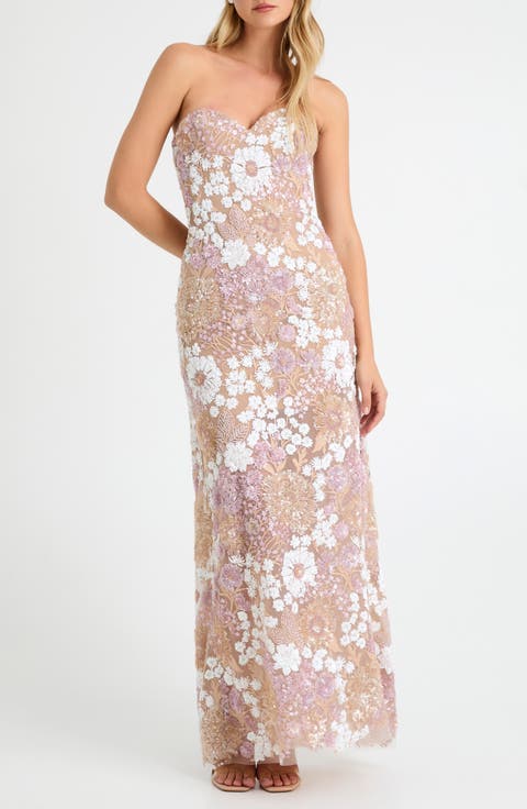 Lindsey Sequin Strapless Dress