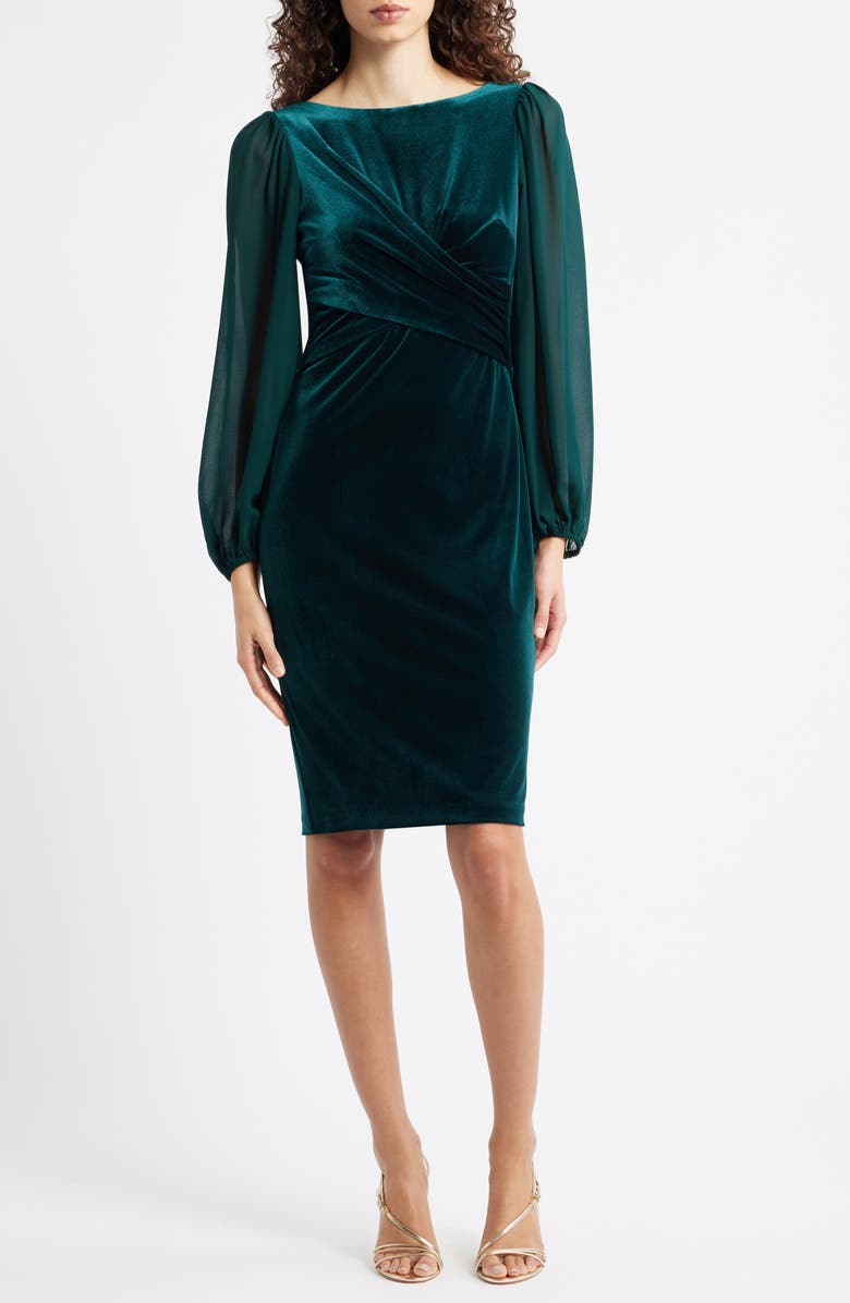 Vince Camuto Long Chiffon Sleeve Velvet Dress, Main, color,