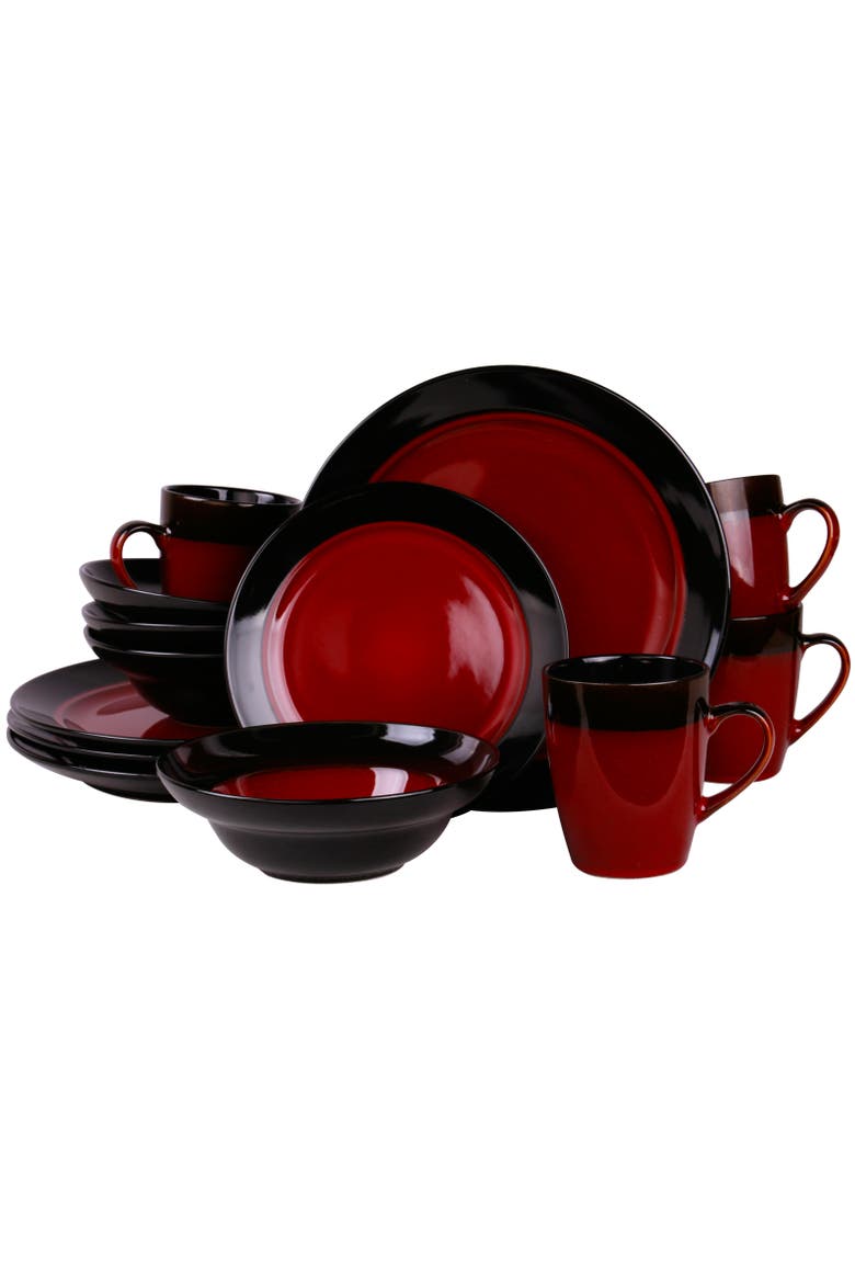 Tanizia 16 Piece High Gloss Dinnerware Set, Main, color, Red