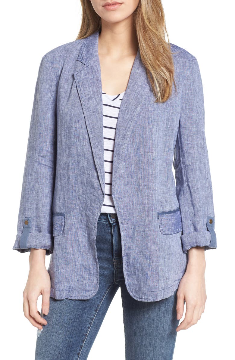 Caslon<sup>®</sup> Linen Boyfriend Blazer, Main, color, 