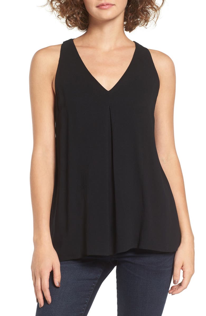All in Favor V-Neck Crepe Swing Tank, Main, color, 