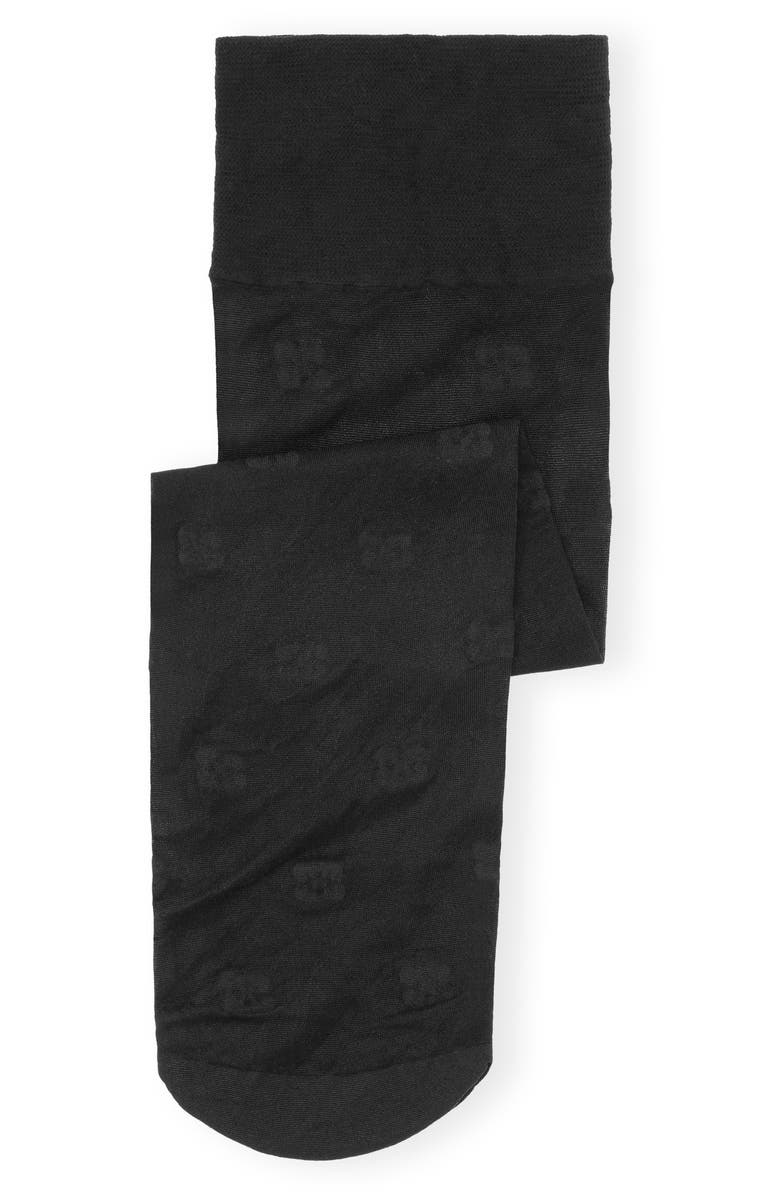 Ganni Butterfly Lace Sheer Knee-High Socks, Main, color, 