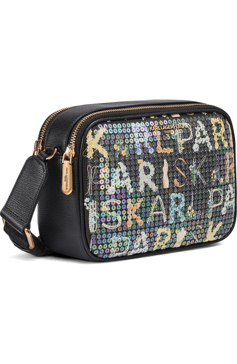 KARL LAGERFELD PARIS Maybelle Sequin KL Crossbody, Alternate, color, Black Multi