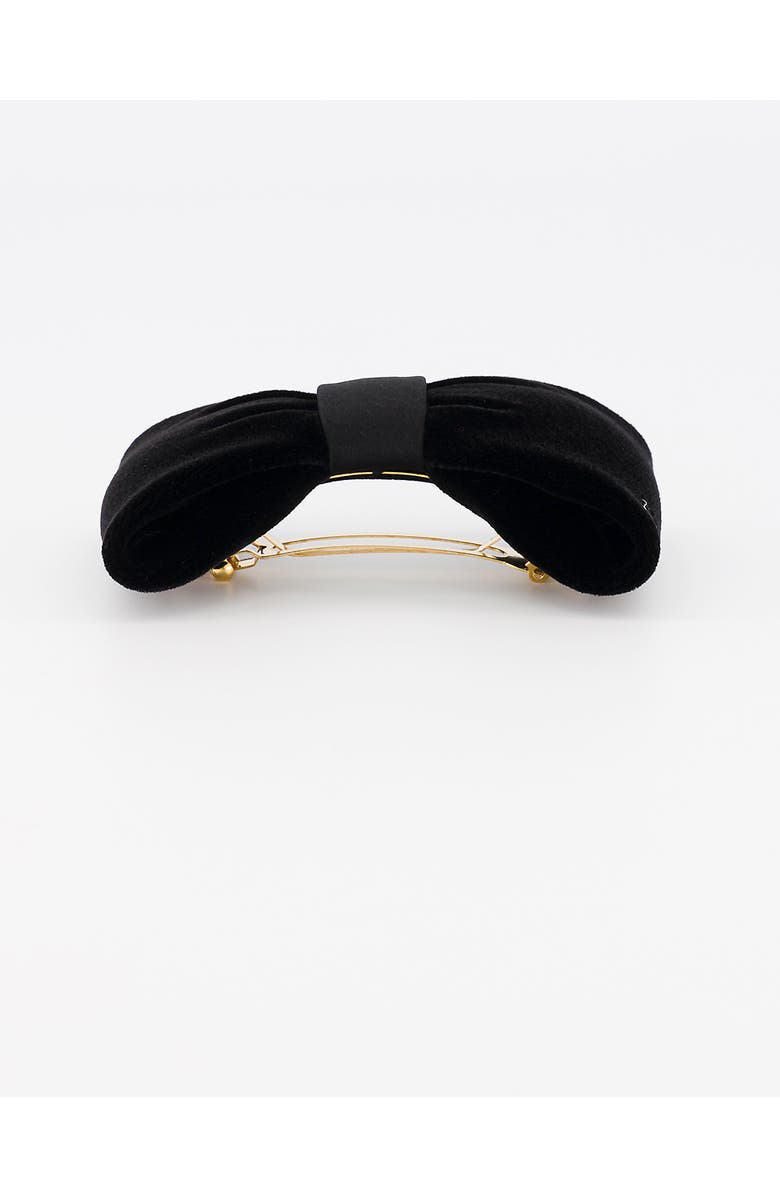 Alexandre de Paris Josephine Velvet Bow Barette, Alternate, color, Black