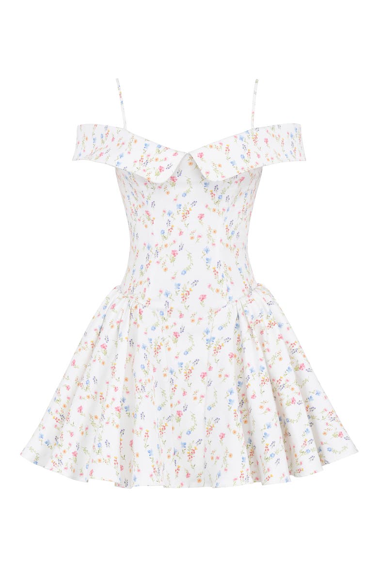 Elida Off the Shoulder Minidress, Alternate, color, WHITE/ PINK FLORAL PRINT