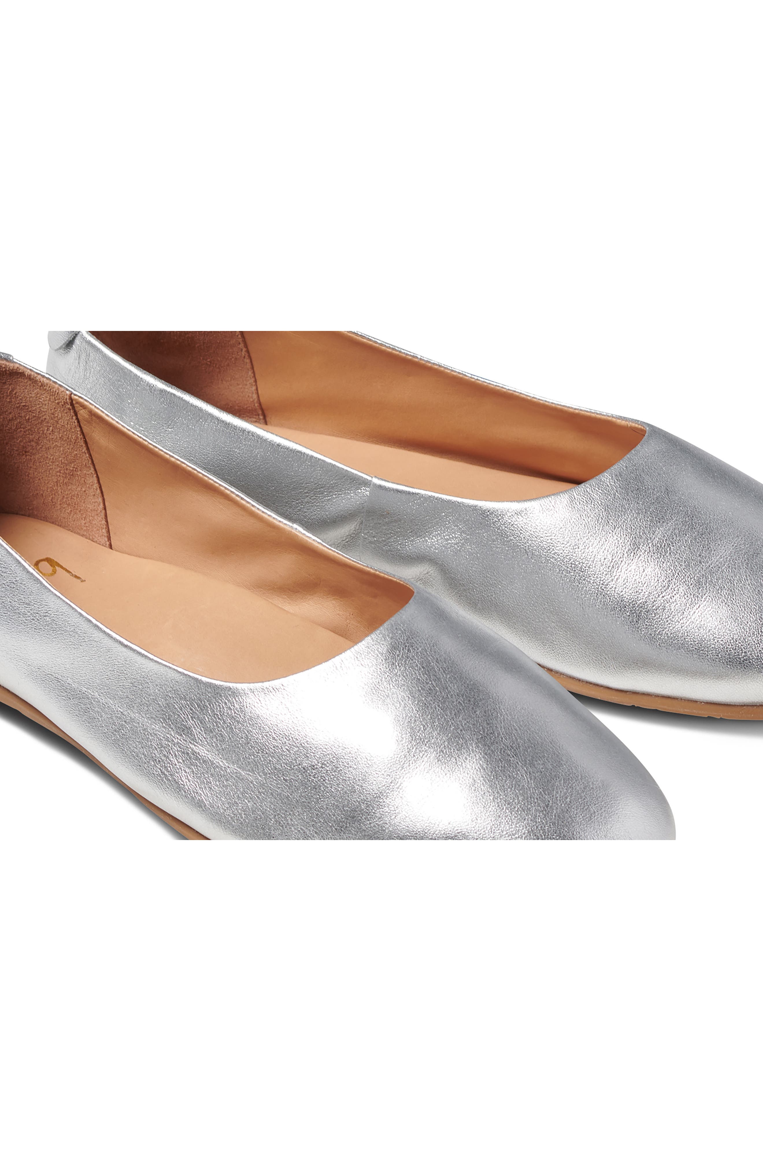 Swiftlet Leather Ballet Slipper, Alternate, color, SILVER