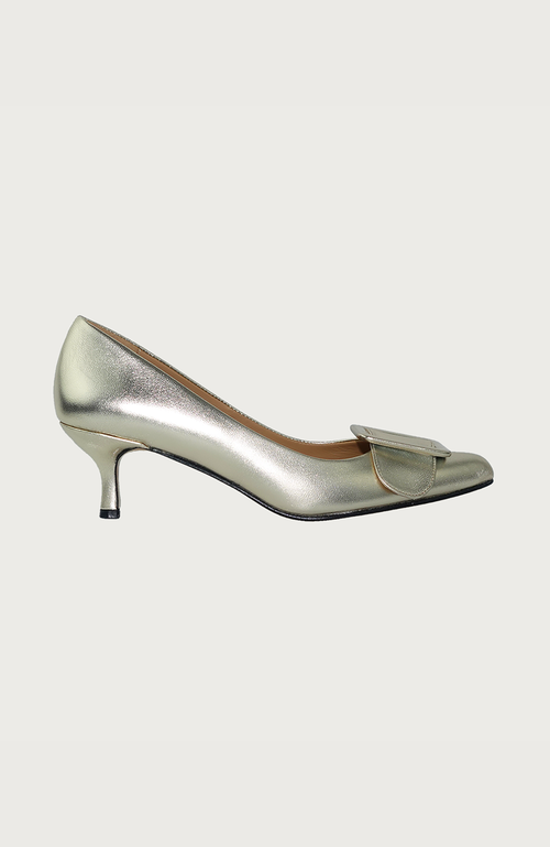 Andrea Carrano Shoes Milk Kitten Heel In Gold